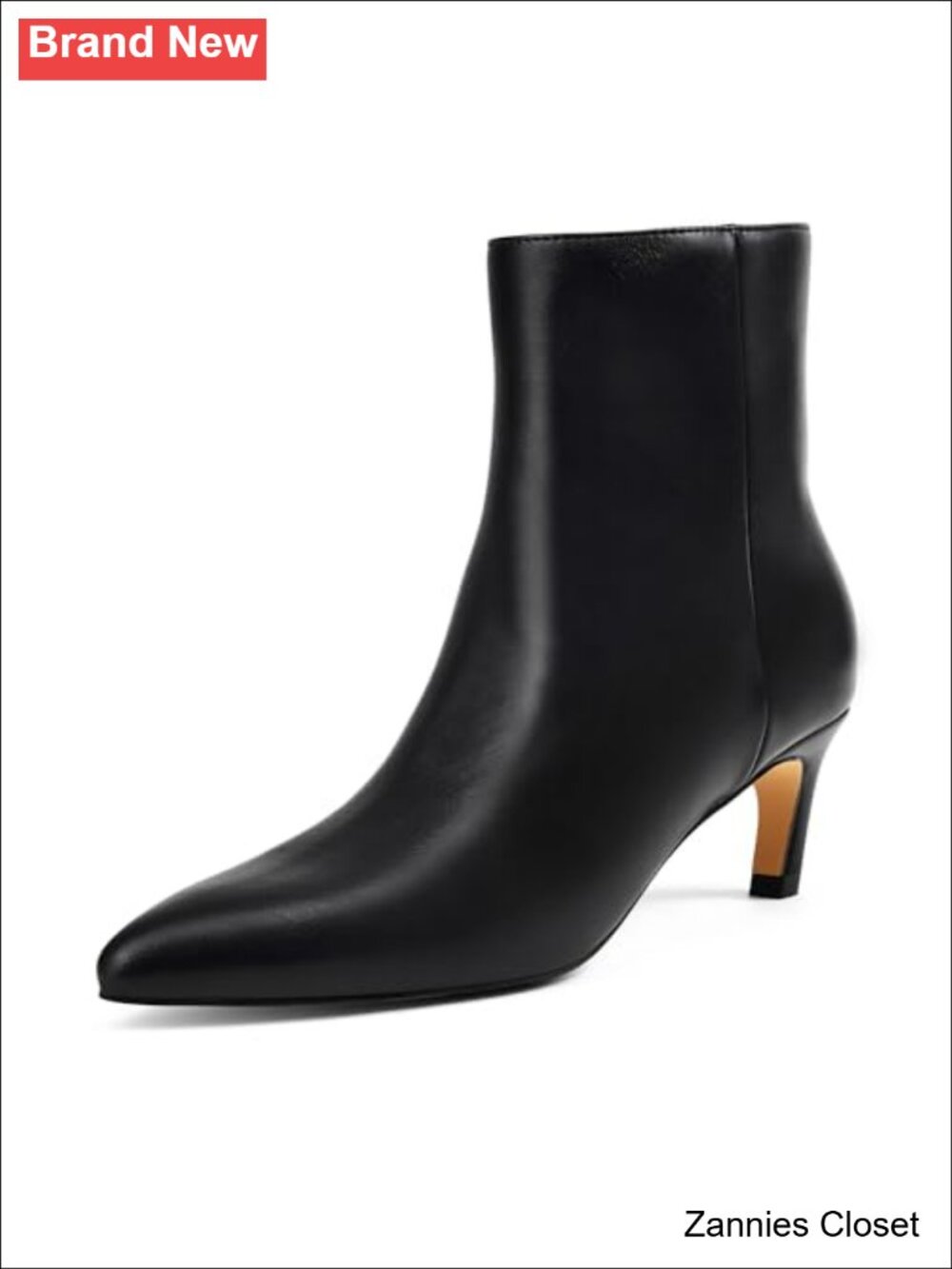 ✨GENSHUO Pointed Toe Ankle Boots Kitten Heel Booties Side Zipper Faux Leather